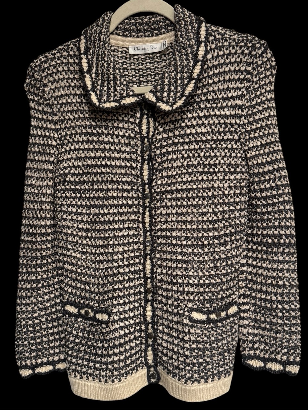 Christian Dior Vintage Woven Ribbon Cardigan Size 4